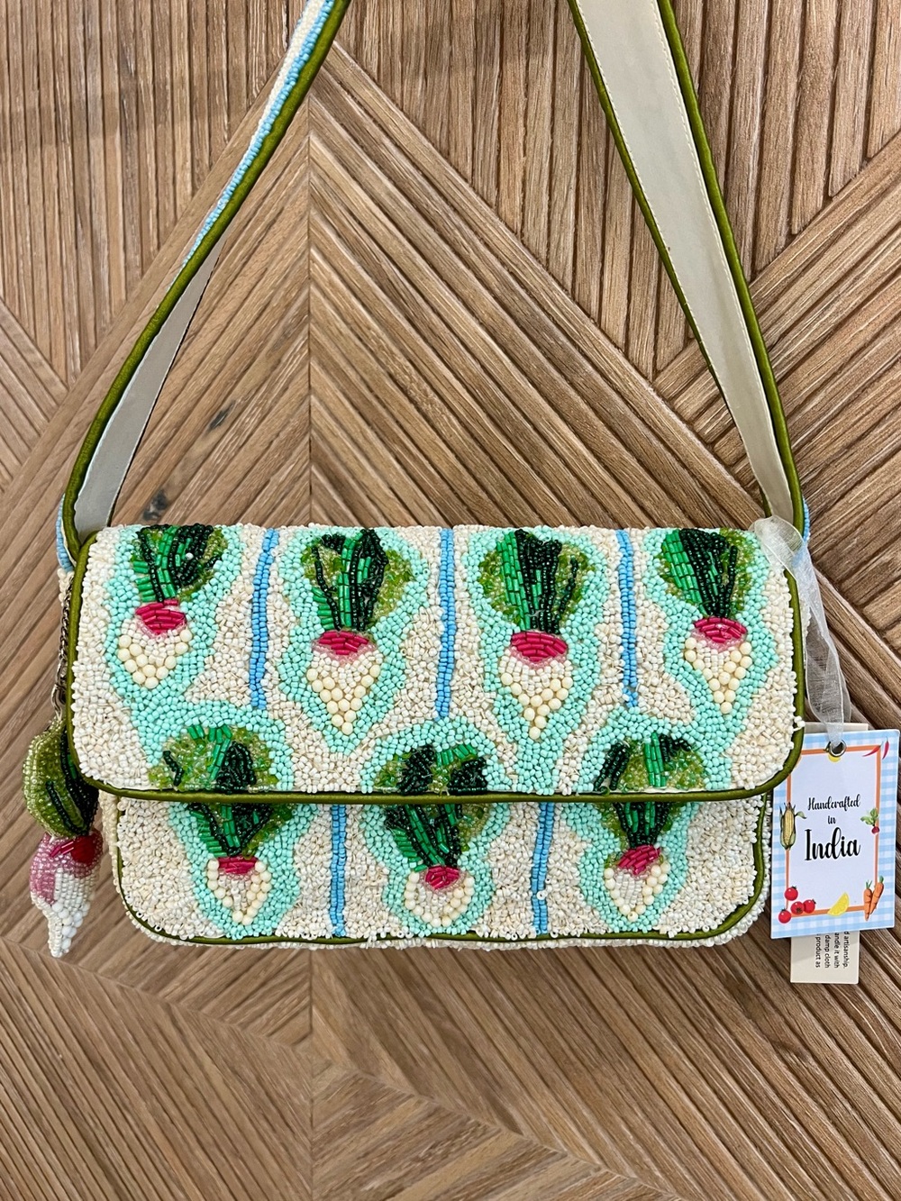 NWT Beaded Radish Shoulder Bag Cottagecore Farmers Market Chic